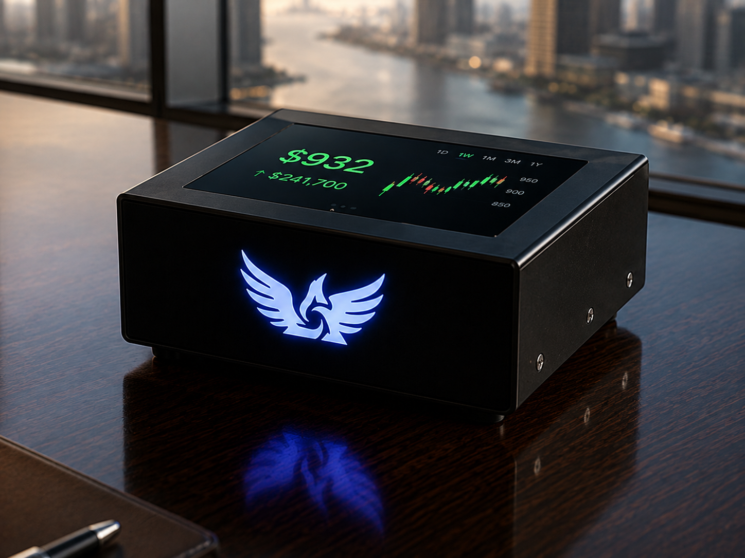 Black Box Crypto™ appliance in a Japanese design studio with circular seal badge