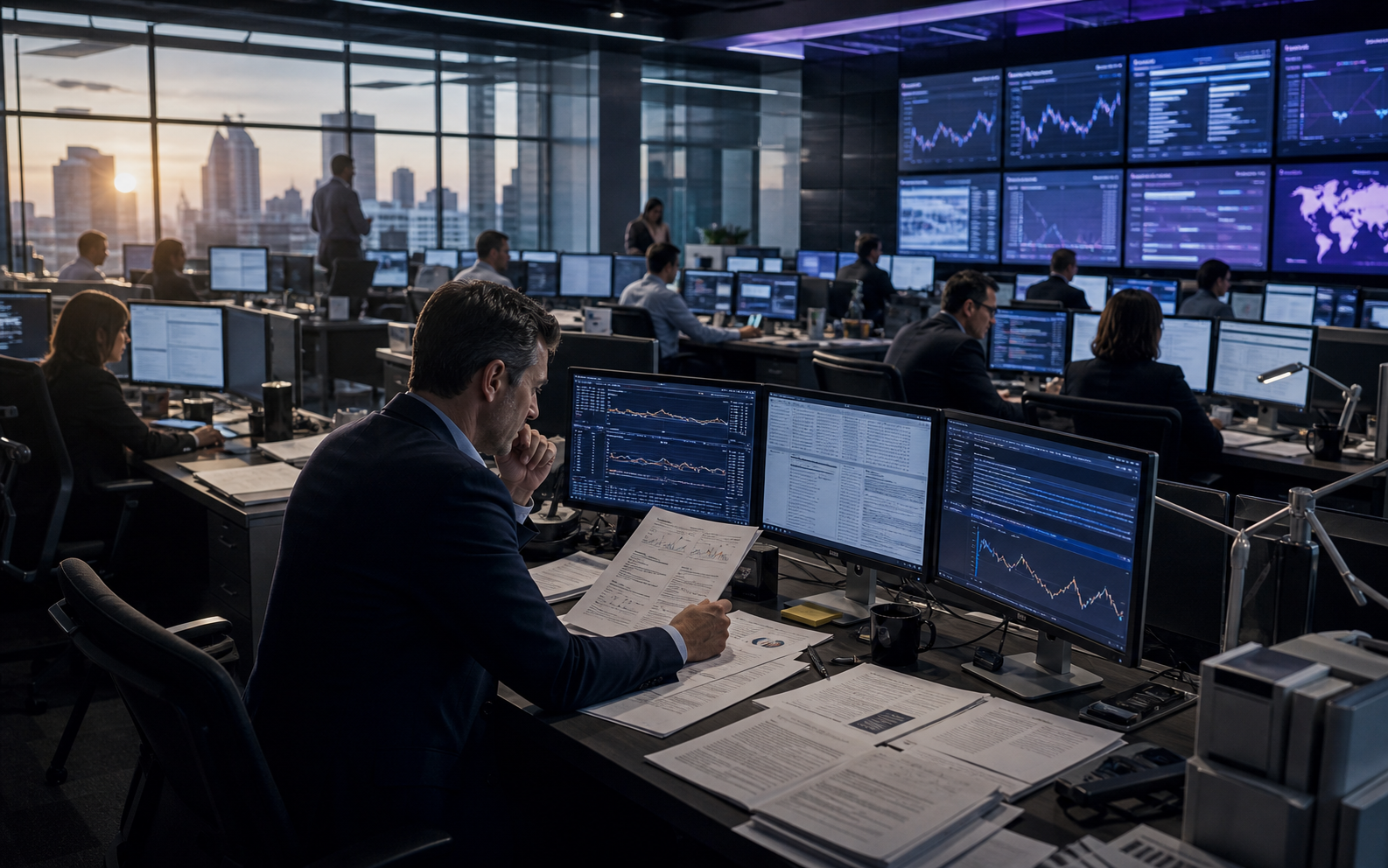 Realistic financial newsroom monitoring cryptocurrency market events