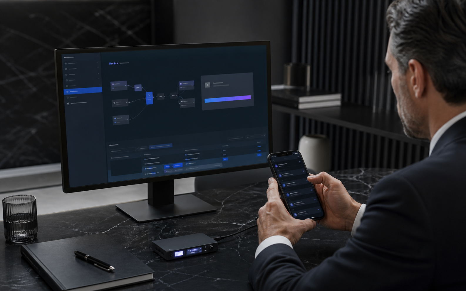Secure decentralized trading smart vault and MetaMask workflow in a professional digital asset studio