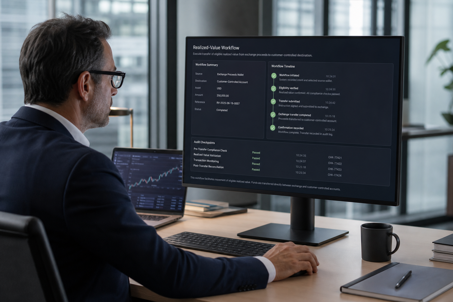 Secure customer-controlled crypto vault workflow in a professional private office