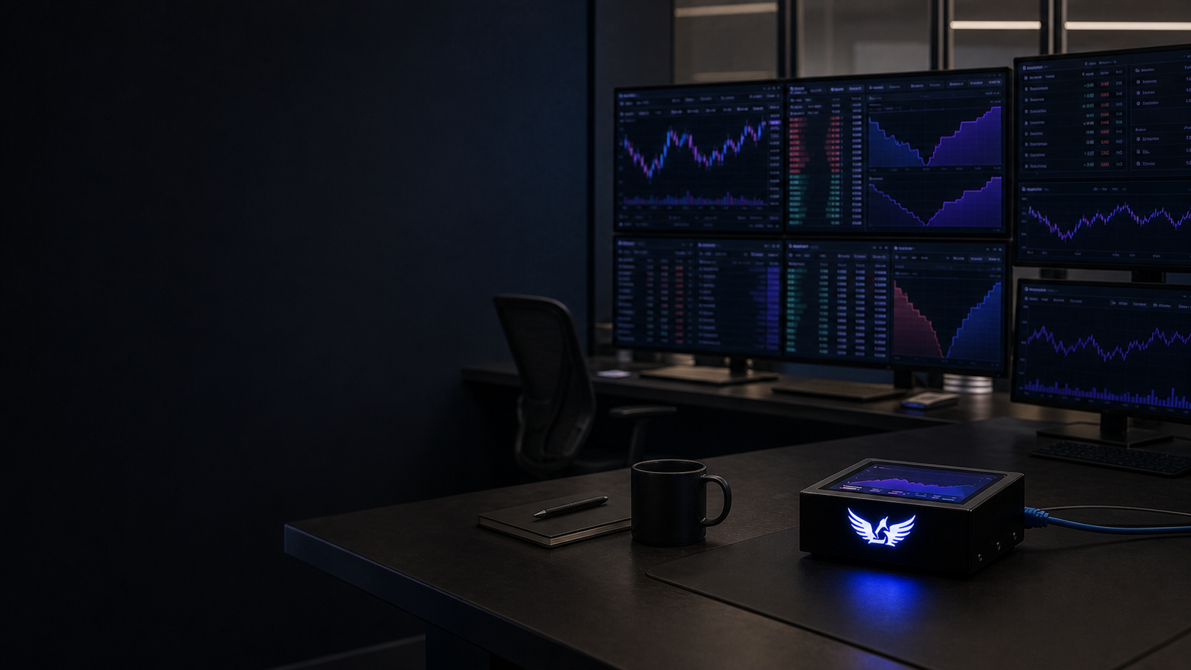 Black Box Crypto™ appliance connected to professional centralized and decentralized market infrastructure